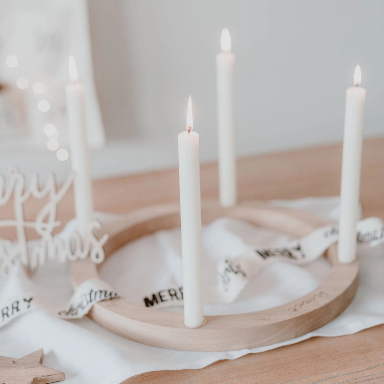 Eulenschnitt Adventskranz aus Eiche 36 cm – jetzt kaufen