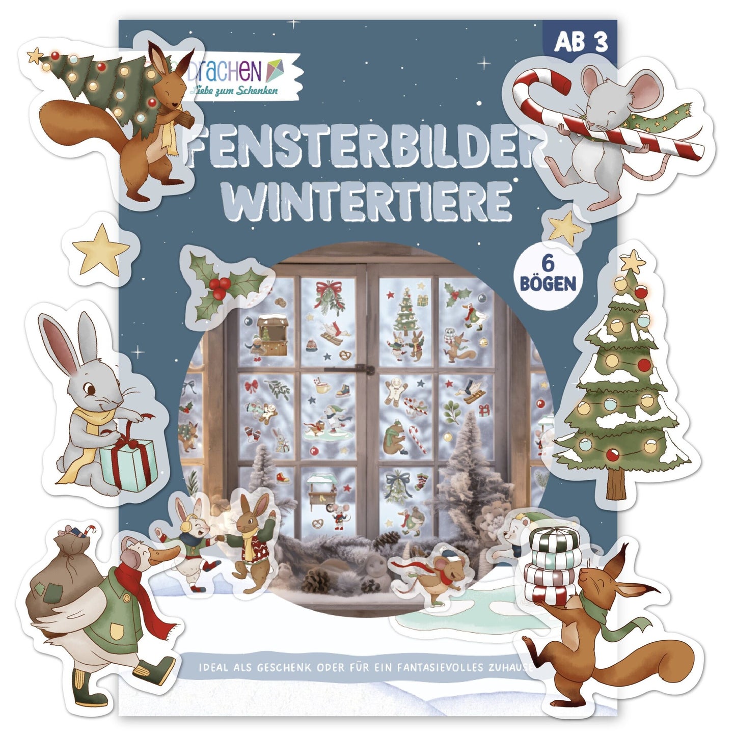 Papierdrachen Fensteraufkleber Wintertiere 6 Bögen – jetzt kaufen