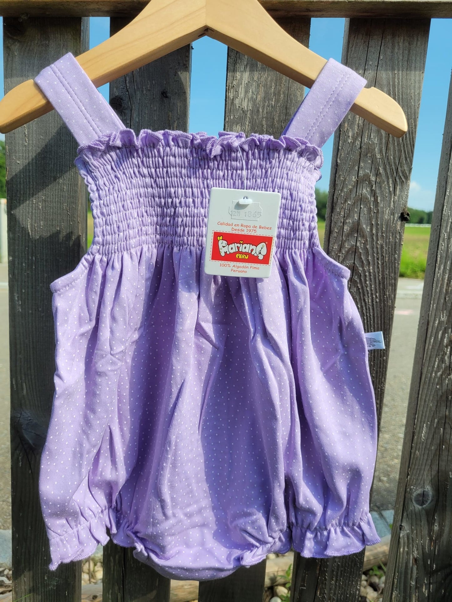 Paola Maria Strampler kurzarm gerafft - lila gepunkte – jetzt kaufen