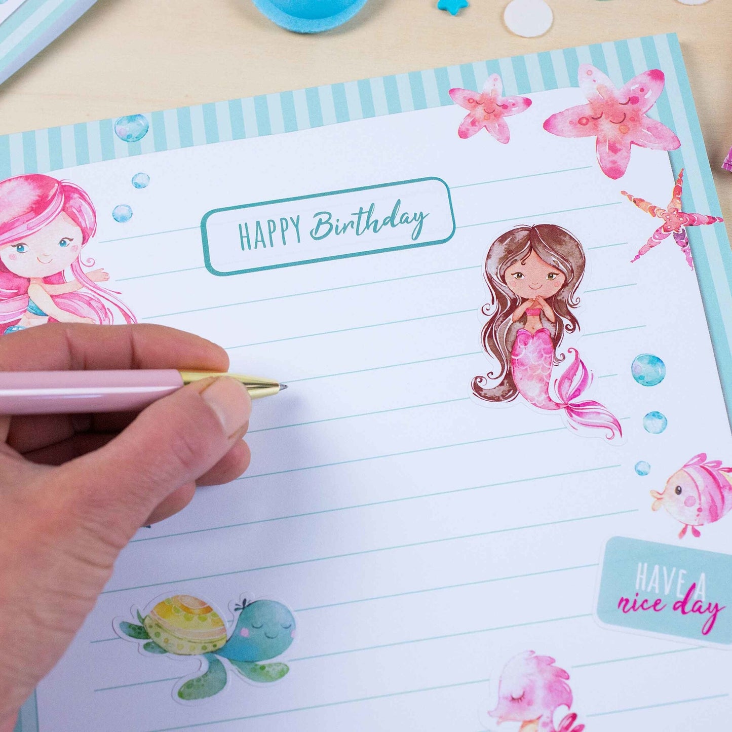 Papierdrachen Briefblock Set Meerjungfrau nachhaltig – jetzt kaufen