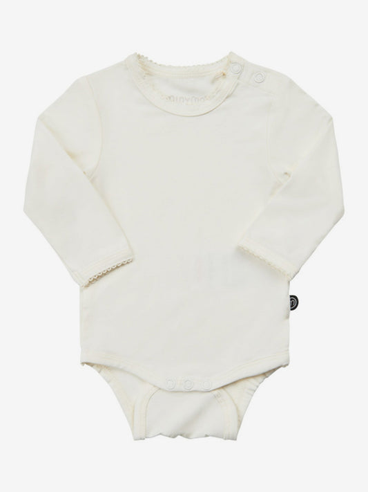 Minymo Body langarm - uni - Bambusviskose - white – jetzt kaufen