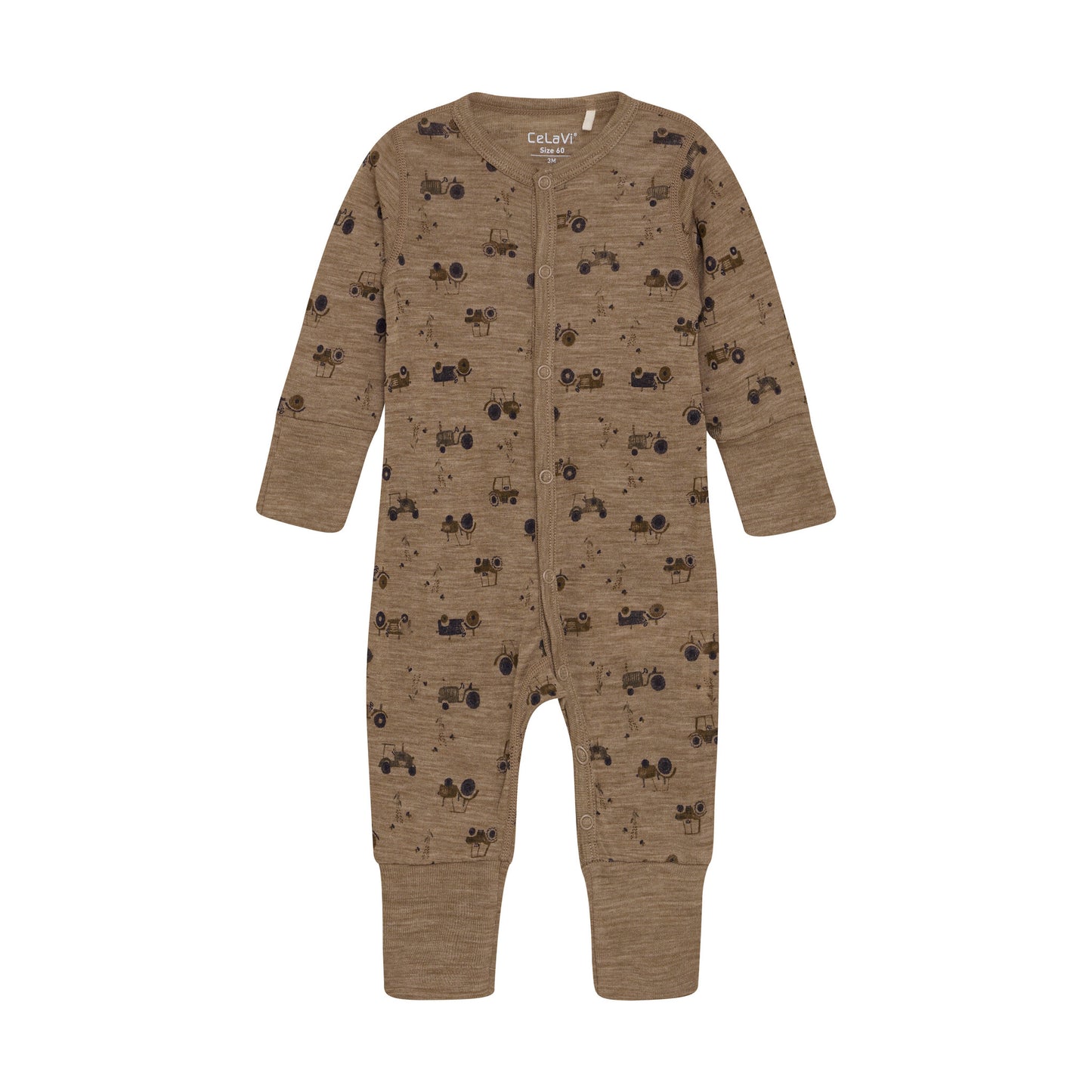 CeLaVi Pyjama Merinowolle Traktor cocoa creme – jetzt kaufen