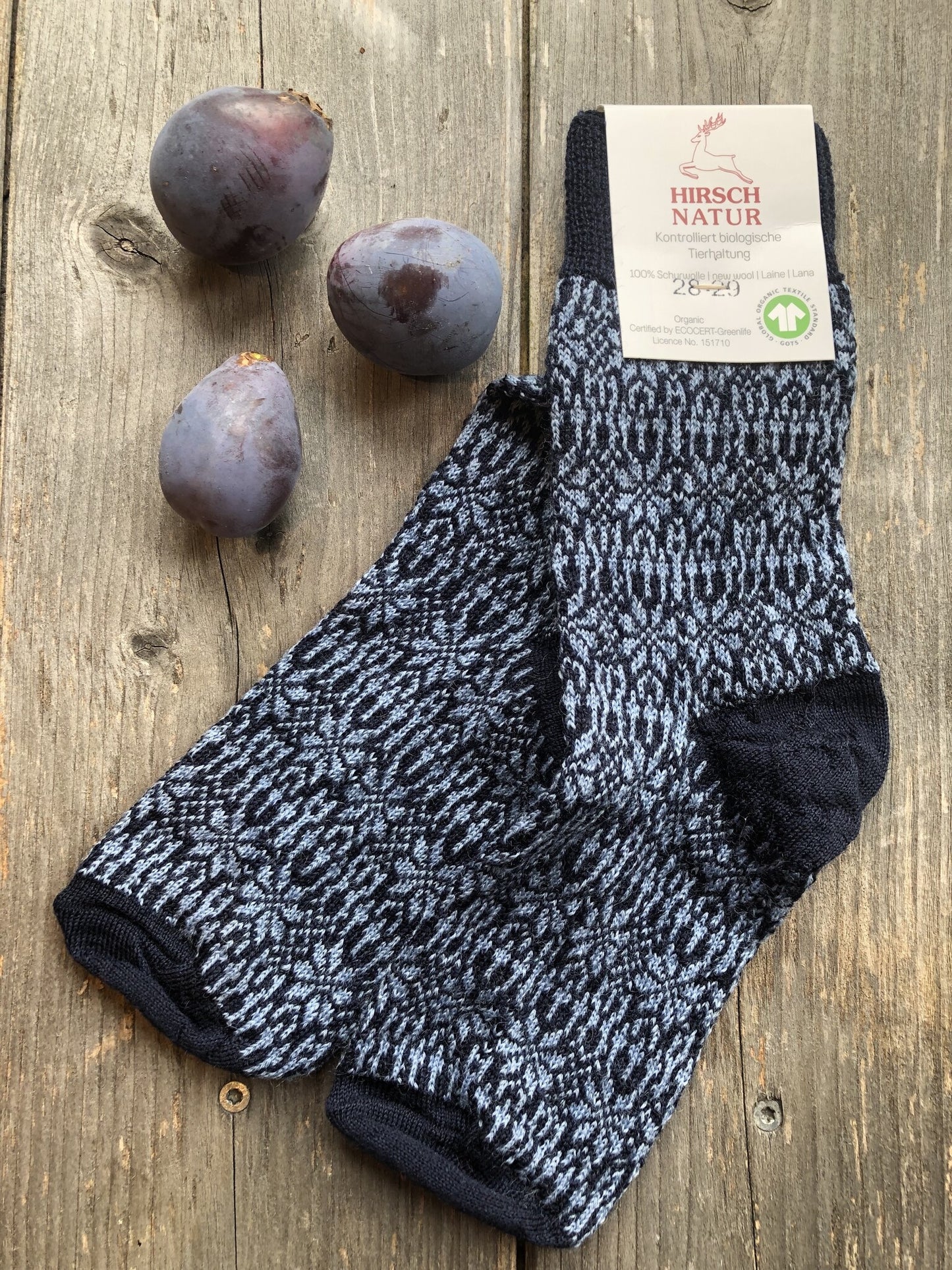 Hirsch Natur Feinstricksocke - Sternenmuster - Wolle – jetzt kaufen