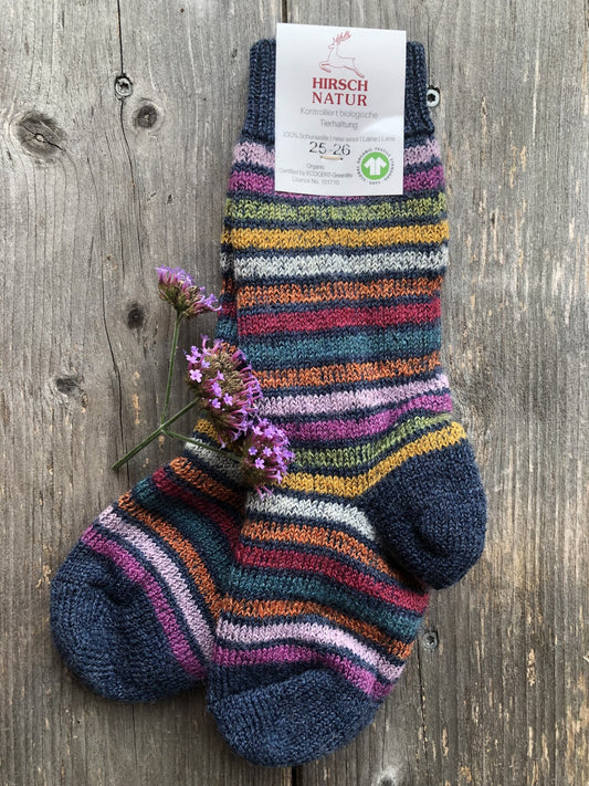 Hirsch Natur Vollplüschsocke - bunt geringelt - Wolle – jetzt kaufen