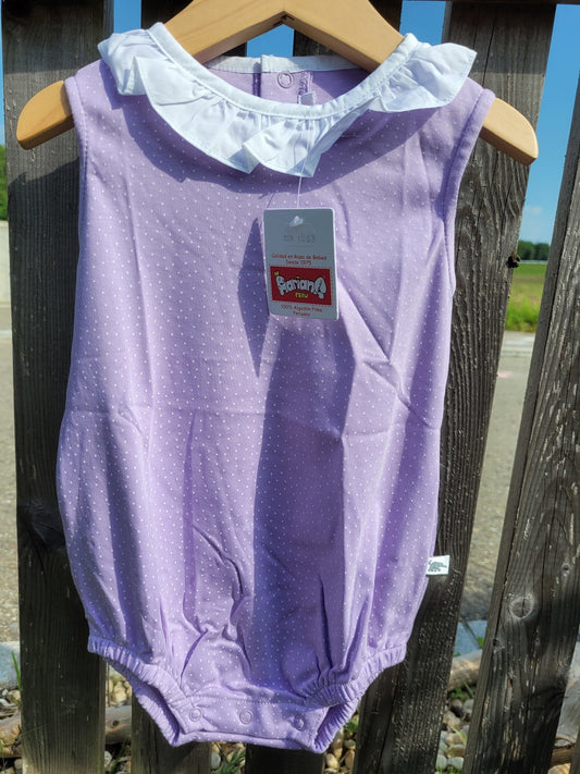 Paola Maria Strampler mit Rüschenkragen - lila gepunkt – jetzt kaufen